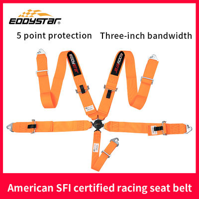کیفیت  EDDYSTAR Nylon Drift Car Racing Seat Belt Orange Color 5 Point Seat Belt کارخانه