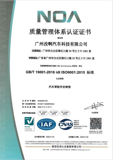 چین GUANGZHOU MODIFY-AH AUTOMOBILE TECHNOLOGY CO., LTD گواهینامه ها